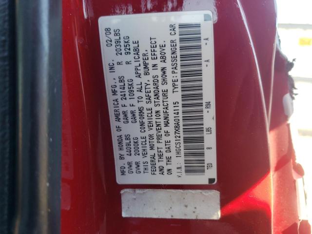 1HGCS127X8A014115 - 2008 HONDA ACCORD EX RED photo 12