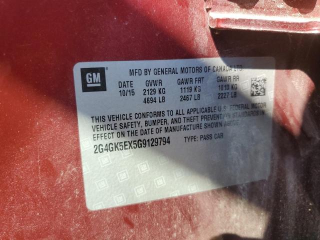2G4GK5EX5G9129794 - 2016 BUICK REGAL 栗色 照片 12