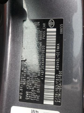 4T4BF3EK6AR070620 - 2010 TOYOTA CAMRY BASE ნაცრისფერი ფოტო 12