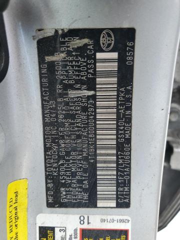 4T1BK1EB0DU042973 - 2013 TOYOTA AVALON BASE SILVER photo 12