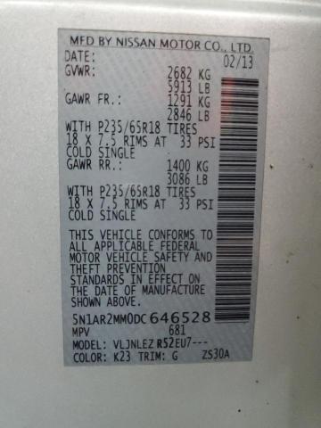 5N1AR2MM0DC646528 - 2013 NISSAN PATHFINDER S SILVER photo 13