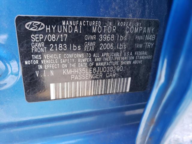 KMHH35LE8JU038290 - 2018 HYUNDAI ELANTRA GT BLUE photo 14