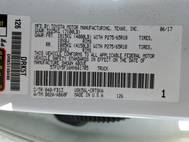 5TFUY5F16HX661705 - 2017 TOYOTA TUNDRA DOUBLE CAB SR/SR5 WHITE photo 12