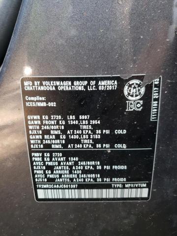 1V2MR2CA6JC501397 - 2018 VOLKSWAGEN ATLAS SEL GRAY photo 14