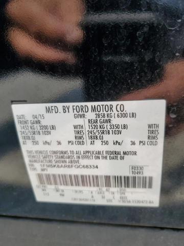 1FM5K8AR8FGC68334 - 2015 FORD EXPLORER POLICE INTERCEPTOR BLACK photo 13