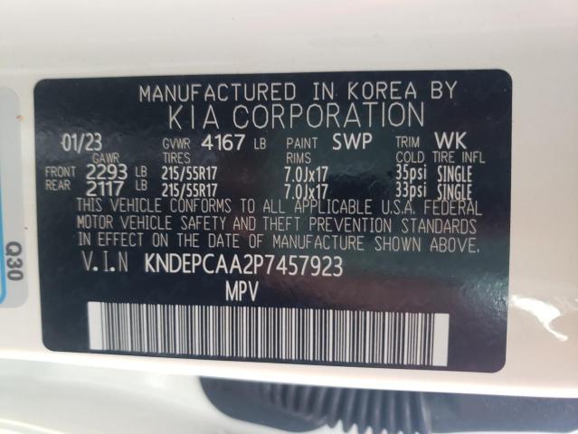 KNDEPCAA2P7457923 - 2023 KIA SELTOS LX WHITE photo 12