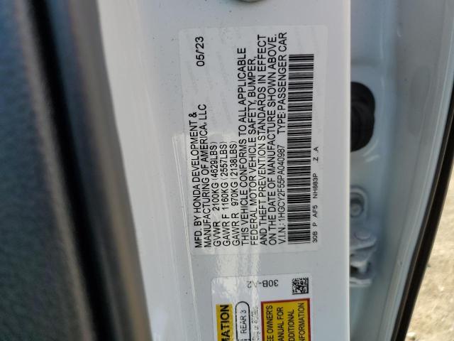 1HGCY2F55PA040987 - 2023 HONDA ACCORD HYBRID SPORT WHITE photo 13