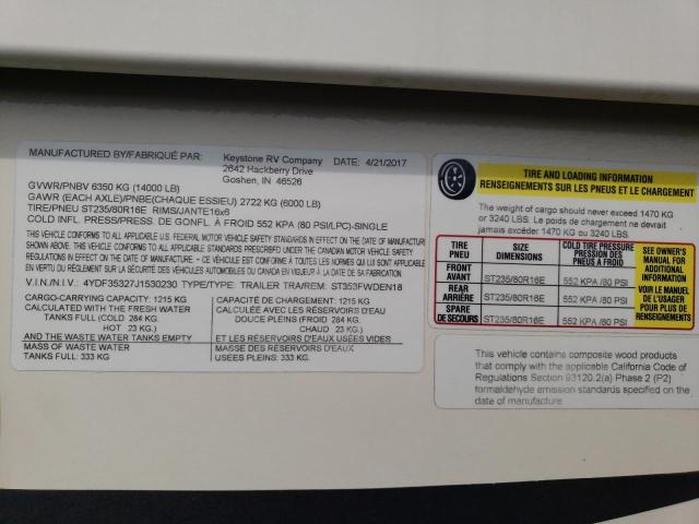 4YDF35327J1530230 - 2018 KEYSTONE SPRINTER BROWN photo 10