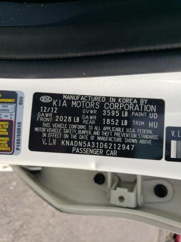 KNADN5A31D6212947 - 2013 KIA RIO EX WHITE photo 12