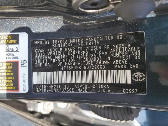 4T1BF1FK0GU122863 - 2016 TOYOTA CAMRY LE CHARCOAL photo 12