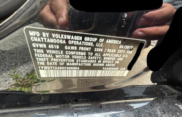 1VWDT7A36HC068854 - 2017 VOLKSWAGEN PASSAT R-LINE შავი ფოტო 10