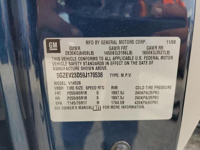 5GZEV23D59J170538 - 2009 SATURN OUTLOOK XR BLUE photo 13