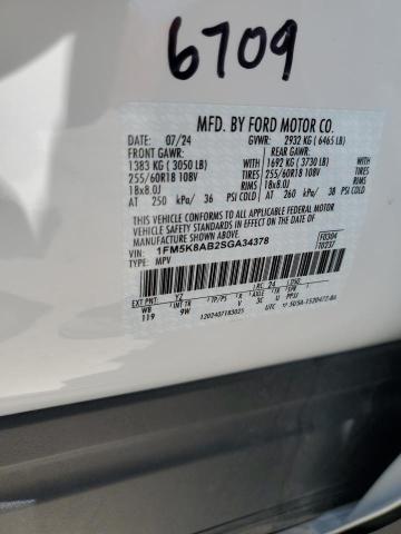 1FM5K8AB2SGA34378 - 2025 FORD EXPLORER POLICE INTERCEPTOR أبيض صورة 13