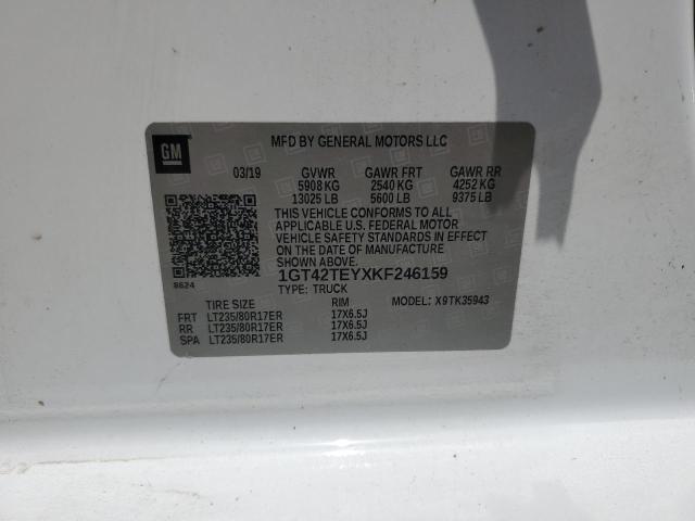 1GT42TEYXKF246159 - 2019 GMC SIERRA K3500 WHITE photo 13