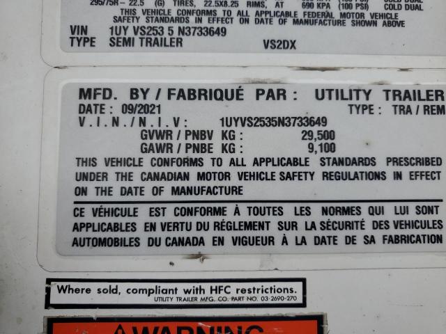 1UYVS2535N3733649 - 2022 UTILITY VS2DX WHITE photo 7