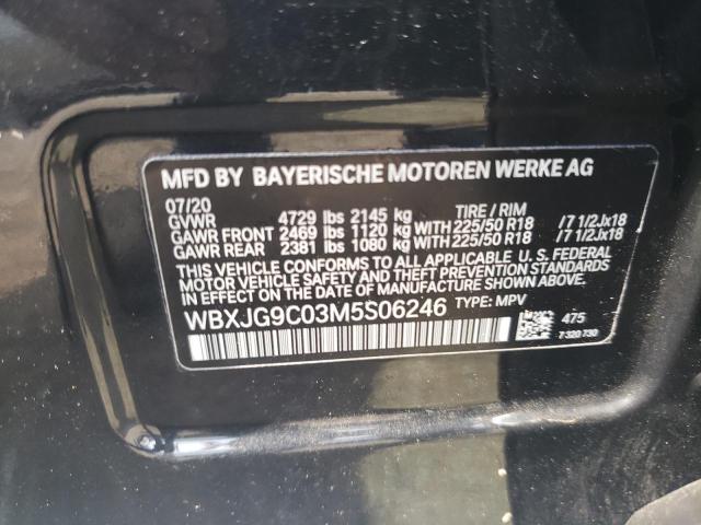 WBXJG9C03M5S06246 - 2021 BMW X1 XDRIVE28I BLACK photo 12