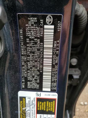 4T1BF1FK7HU436558 - 2017 TOYOTA CAMRY LE CHARCOAL photo 12