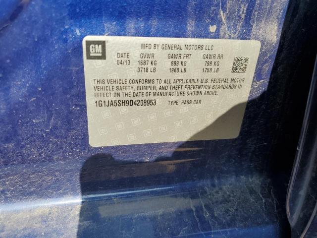 1G1JA5SH9D4208953 - 2013 CHEVROLET SONIC LS 蓝色 照片 12