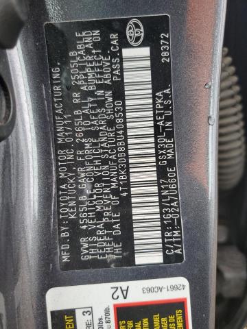 4T1BK3DB8BU408530 - 2011 TOYOTA AVALON BASE Boz foto 12