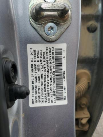 19XFC1F72GE024300 - 2016 HONDA CIVIC EXL ვერცხლისფერი ფოტო 13