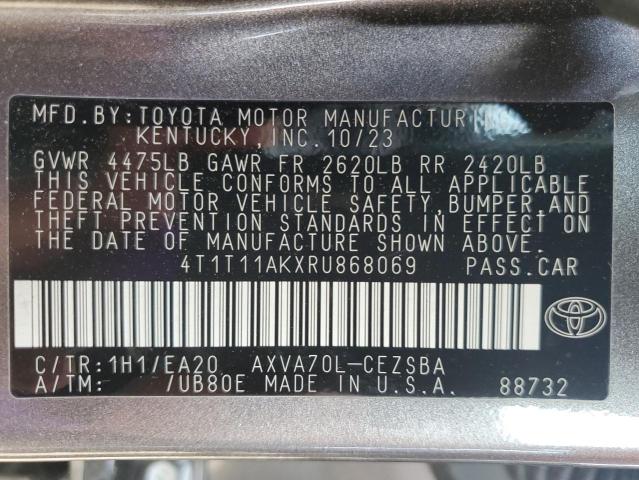 4T1T11AKXRU868069 - 2024 TOYOTA CAMRY SE NIGHT SHADE CHARCOAL photo 12