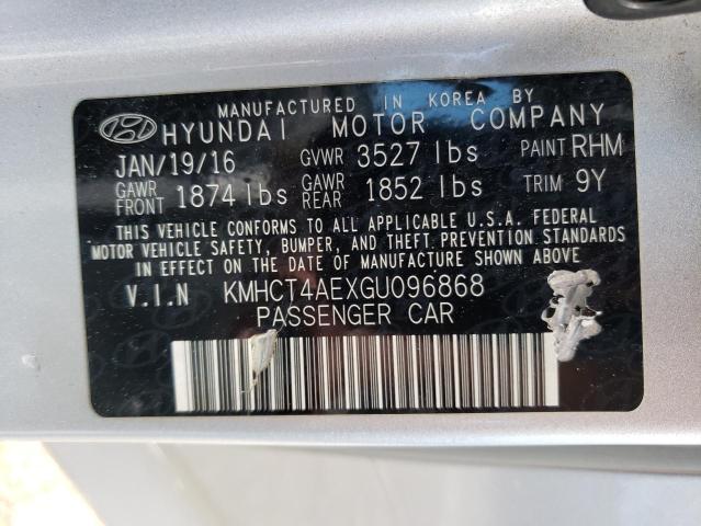 KMHCT4AEXGU096868 - 2016 HYUNDAI ACCENT SE SILVER photo 12