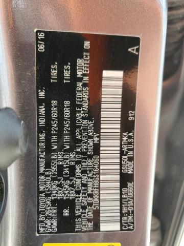 5TDKKRFH8GS164060 - 2016 TOYOTA HIGHLANDER XLE GRAY photo 13