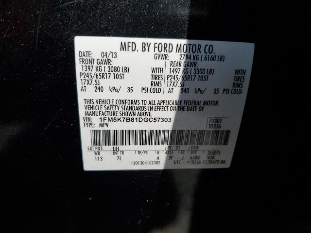 1FM5K7B81DGC57303 - 2013 FORD EXPLORER 黑色 照片 13