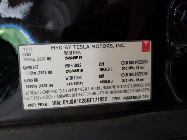 5YJSA1E28GF171922 - 2016 TESLA MODEL S Սև լուսանկար 12
