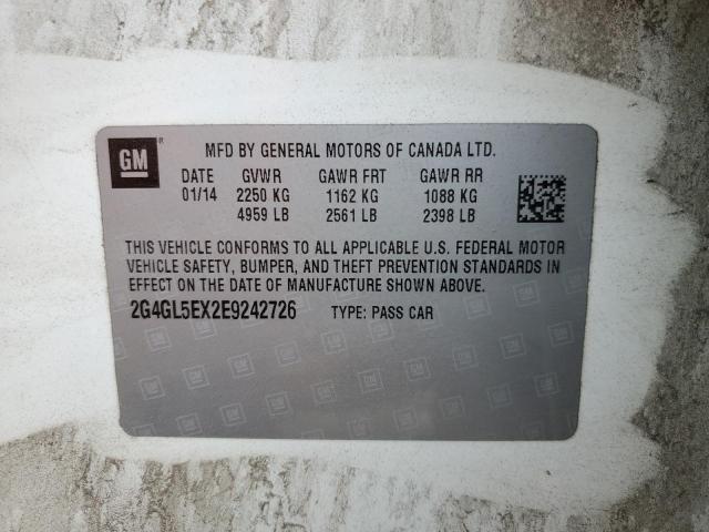 2G4GL5EX2E9242726 - 2014 BUICK REGAL 白色 照片 12