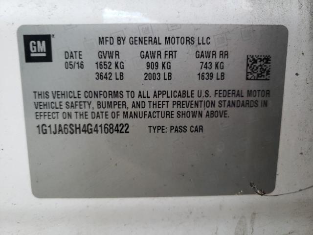1G1JA6SH4G4168422 - 2016 CHEVROLET SONIC LS WHITE photo 12