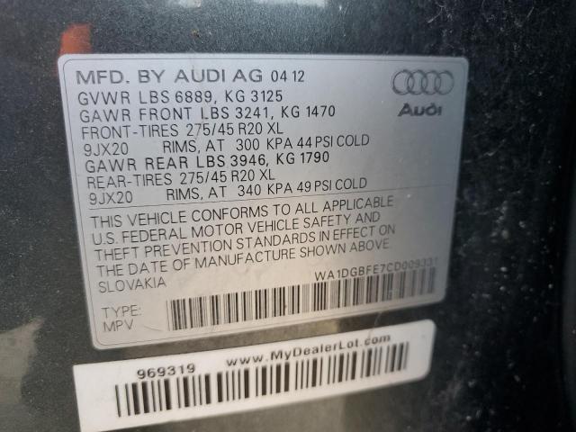 WA1DGBFE7CD009331 - 2012 AUDI Q7 PRESTIGE CHARCOAL photo 13