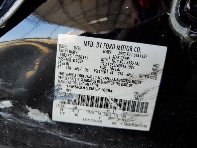 1FM5K8AB8MGA18494 - 2021 FORD EXPLORER POLICE INTERCEPTOR BLACK photo 13