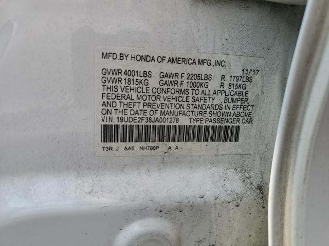 19UDE2F38JA001278 - 2018 ACURA ILX BASE WATCH PLUS WHITE photo 12