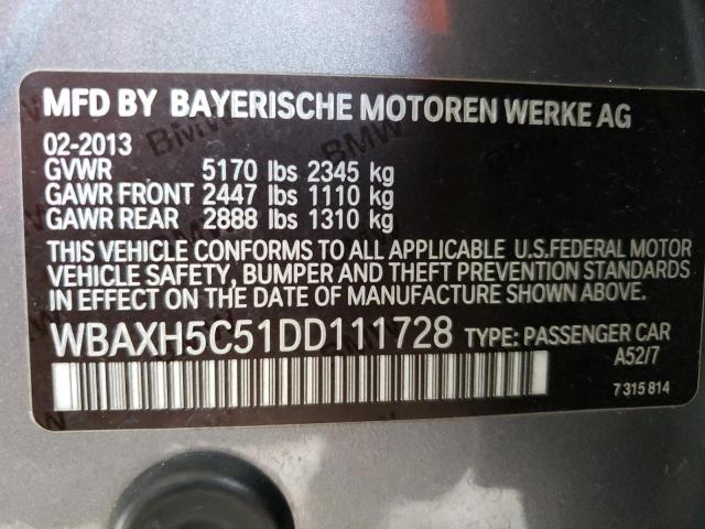 WBAXH5C51DD111728 - 2013 BMW 528 XI GRAY photo 13