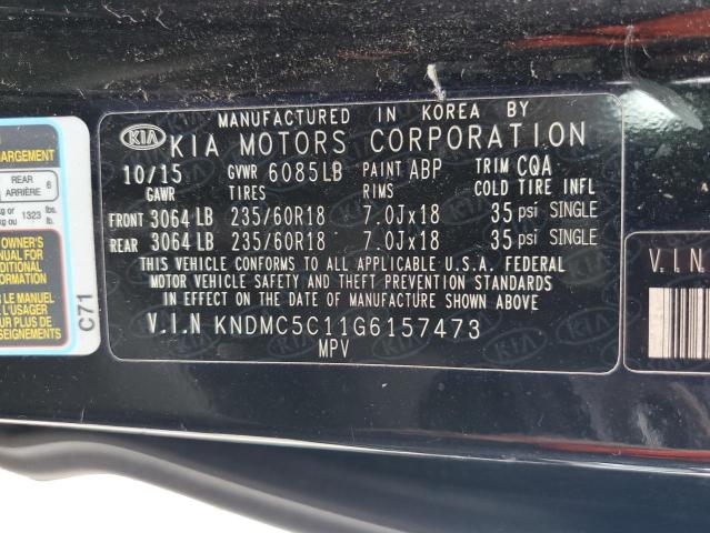 KNDMC5C11G6157473 - 2016 KIA SEDONA EX BLACK photo 14