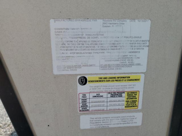 4YDF38520JA741963 - 2018 KEYSTONE MONTANA TAN photo 10