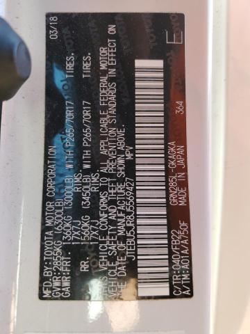 JTEBU5JR8J5569427 - 2018 TOYOTA 4RUNNER SR5/SR5 PREMIUM 白色 照片 14