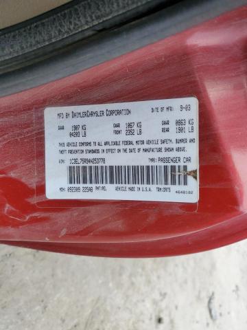 1C3EL75R94N253778 - 2004 CHRYSLER SEBRING GTC RED photo 12