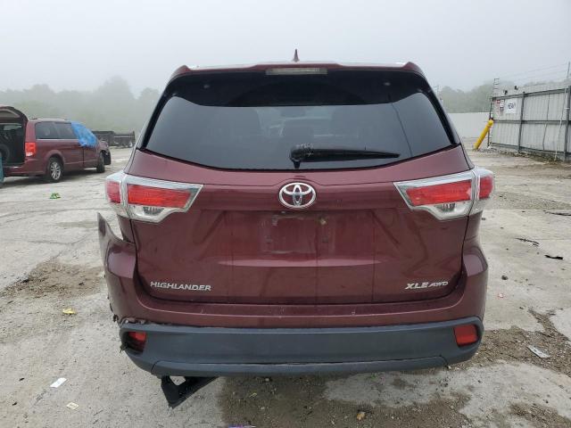 5TDJKRFH7FS077079 - 2015 TOYOTA HIGHLANDER XLE MAROON photo 6