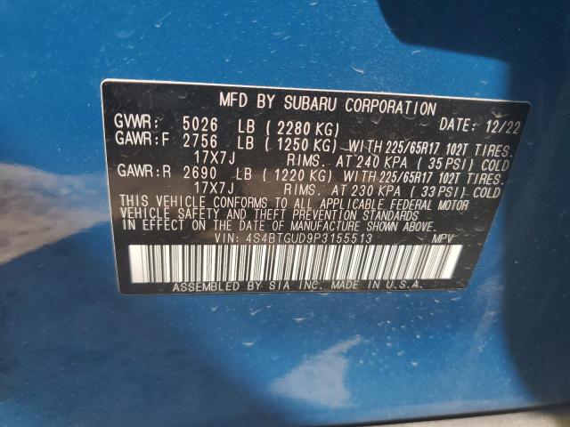 4S4BTGUD9P3155513 - 2023 SUBARU OUTBACK WILDERNESS BLUE photo 13