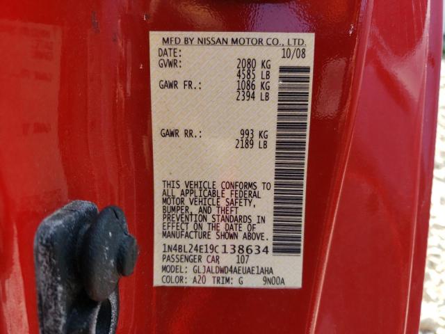 1N4BL24E19C138634 - 2009 NISSAN ALTIMA 3.5SE RED photo 12