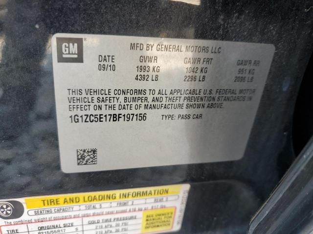 1G1ZC5E17BF197156 - 2011 CHEVROLET MALIBU 1LT 黑色 照片 12