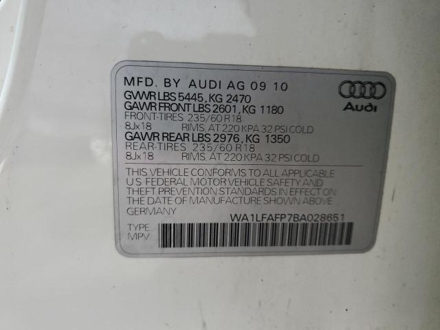 WA1LFAFP7BA028651 - 2011 AUDI Q5 PREMIUM PLUS თეთრი ფოტო 13