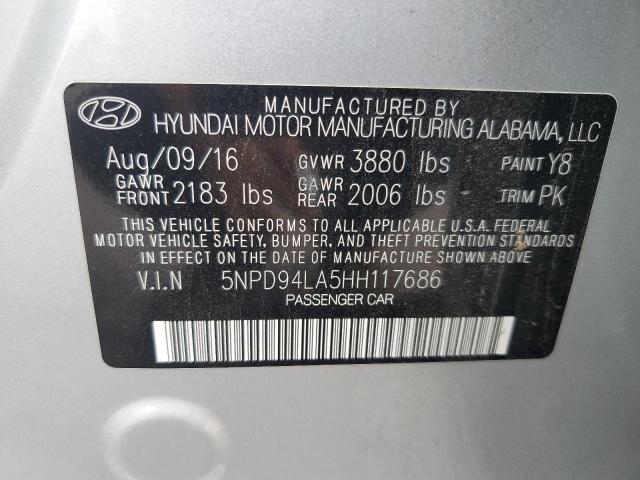 5NPD94LA5HH117686 - 2017 HYUNDAI ELANTRA ECO SILVER photo 13