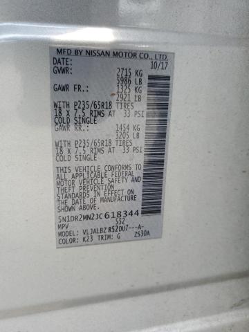 5N1DR2MN2JC618344 - 2018 NISSAN PATHFINDER S Gümüş foto 13