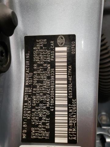 4T1BK3DB4BU398336 - 2011 TOYOTA AVALON BASE 蓝色 照片 12