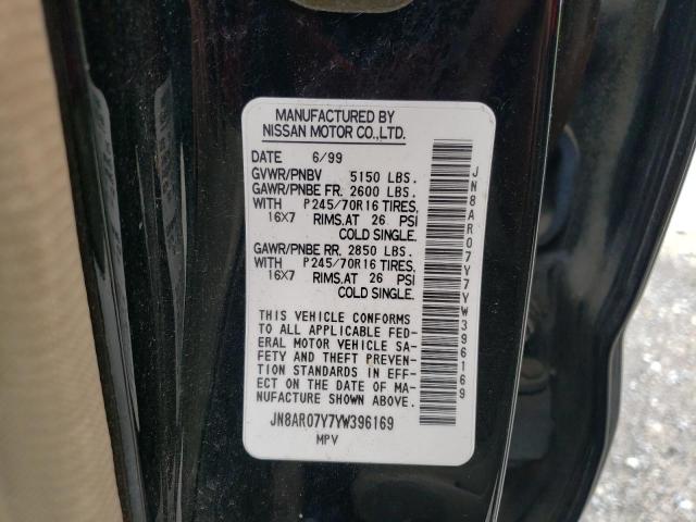 JN8AR07Y7YW396169 - 2000 NISSAN PATHFINDER LE 黑色 照片 13