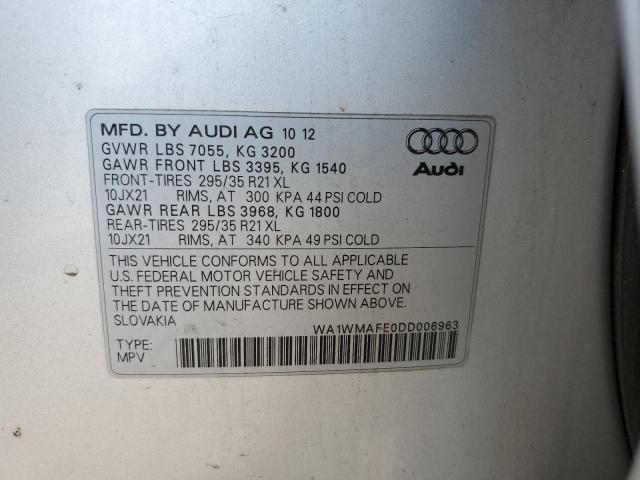 WA1WMAFE0DD006963 - 2013 AUDI Q7 PRESTIGE SILVER photo 13