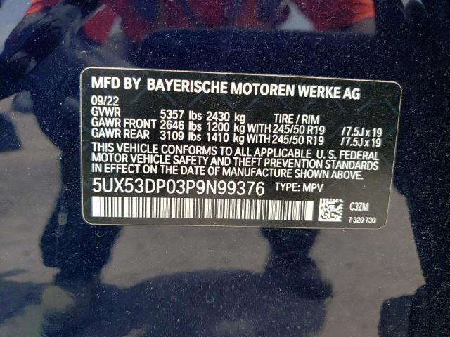 5UX53DP03P9N99376 - 2023 BMW X3 XDRIVE30I BLUE photo 13